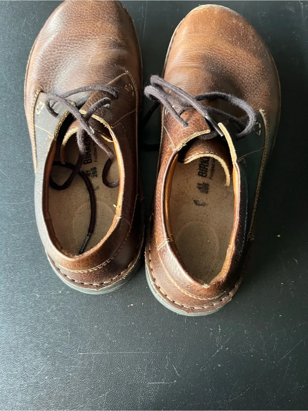 Birkenstock Brown Leather Lace-Up Shoes for Men, 41
